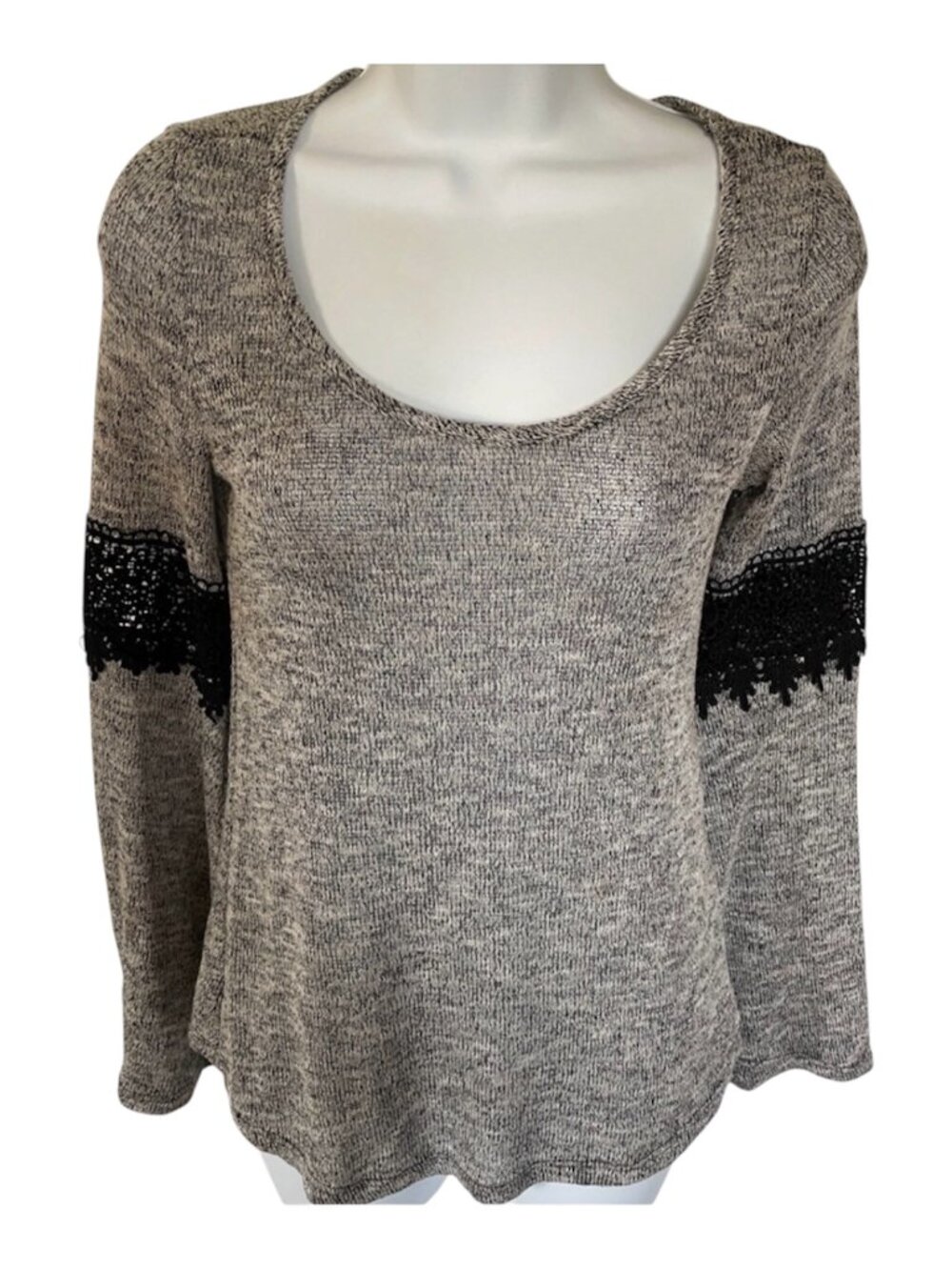 L.A. Hearts Gray & Black Sweater Lace Accent Medium